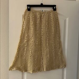 Elegant Cream Crochet A-Line Skirt